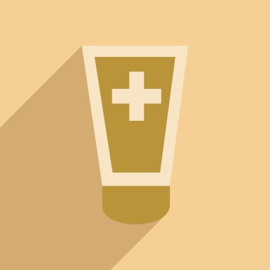 Düz gölge simgesi ve mobil uygulama tıbbi merhem ile