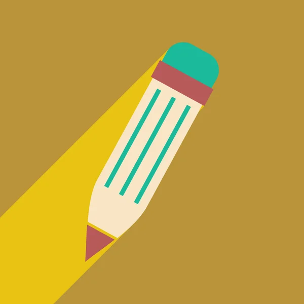 Plano com ícone de sombra e lápis de cor de aplicação móvel — Vetor de Stock