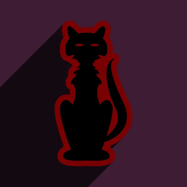 Piso con icono de sombra y aplicación móvil halloween cat — Vector de stock