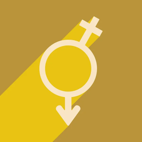 Appartement met schaduw pictogram en mobiele toepassing gelijkheid van de seksen — Stockvector