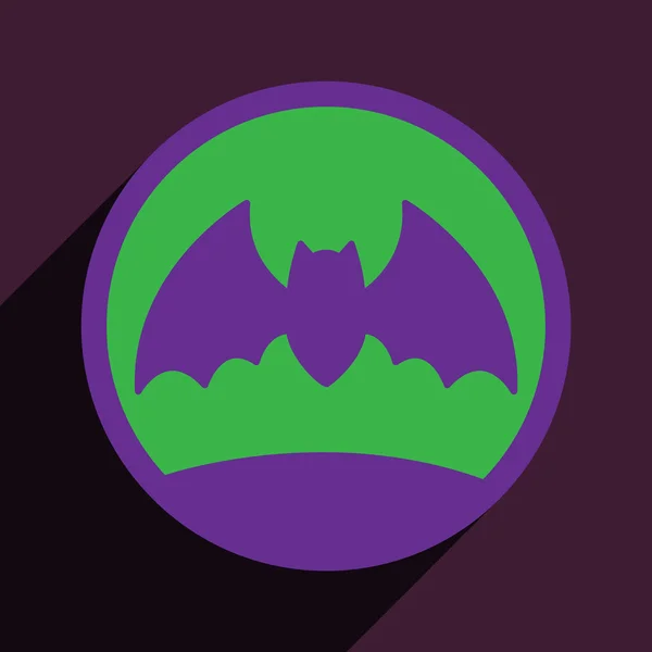 Piso con icono de sombra y aplicación móvil bat moon — Vector de stock