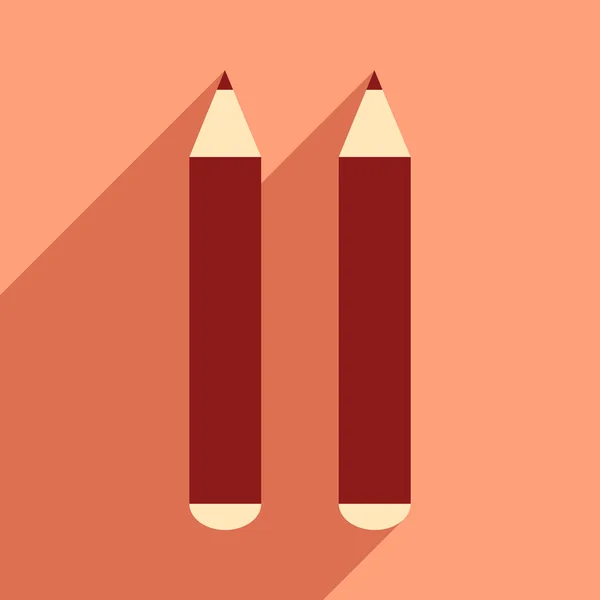 Plano com ícone de sombra e lápis de aplicação móvel — Vetor de Stock