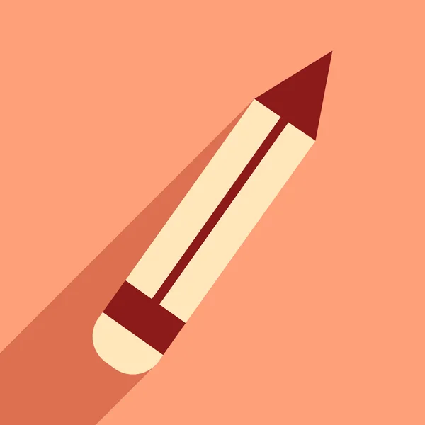 Plat avec icône d'ombre et icône de crayon d'application mobile — Image vectorielle