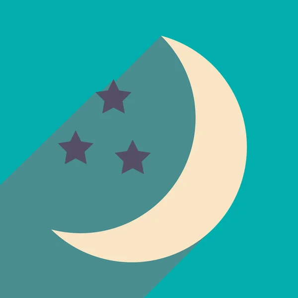 Flach mit Schattensymbol und mobiler Anwendung Sterne Mond — Stockvektor