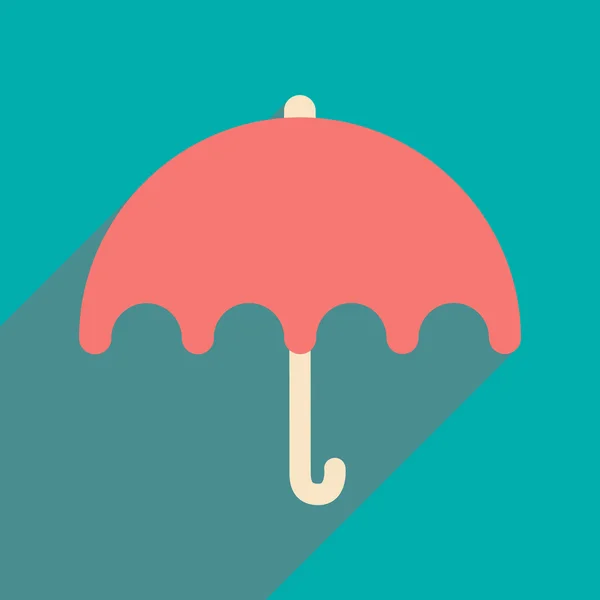 Plano com ícone de sombra e guarda-chuva de aplicativos móveis — Vetor de Stock