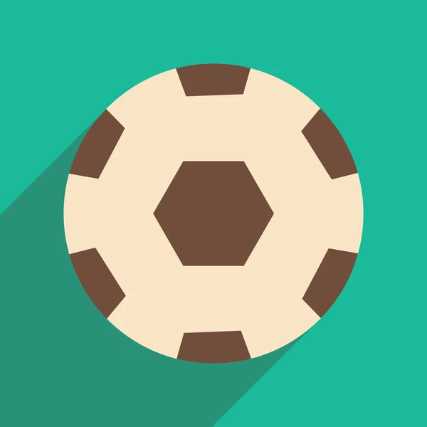 Lapos, árnyék ikon és a mobil alkalmazás futball-labda — Stock Vector
