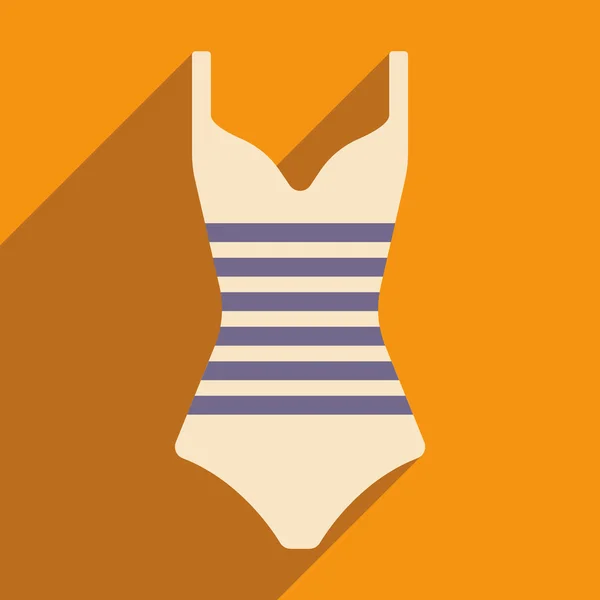 Maillot de bain plat avec icône d'ombre et application mobile — Image vectorielle