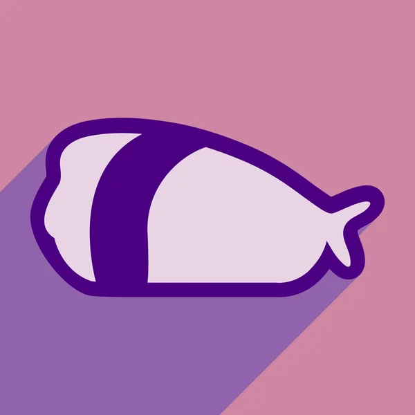 Piso con icono de sombra Sashimi con camarones sobre fondo elegante — Vector de stock