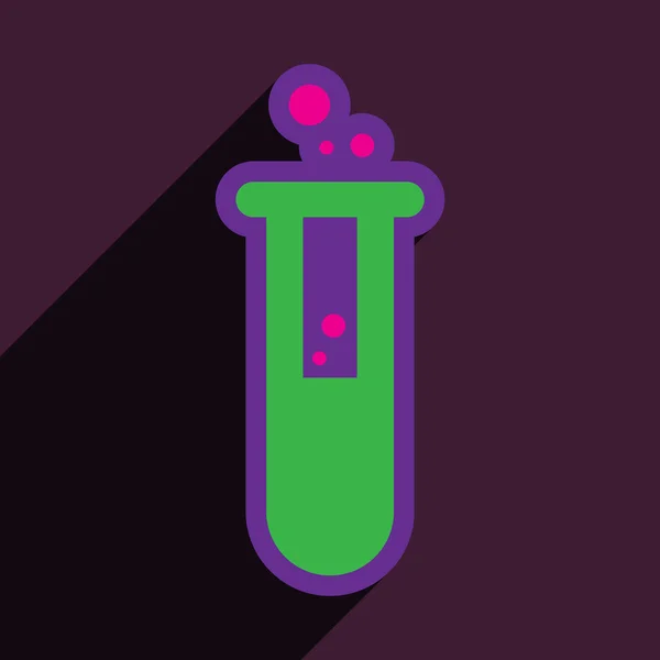 Flach mit Schattensymbol Fläschchen mit Gift auf farbigem Hintergrund — Stockvektor