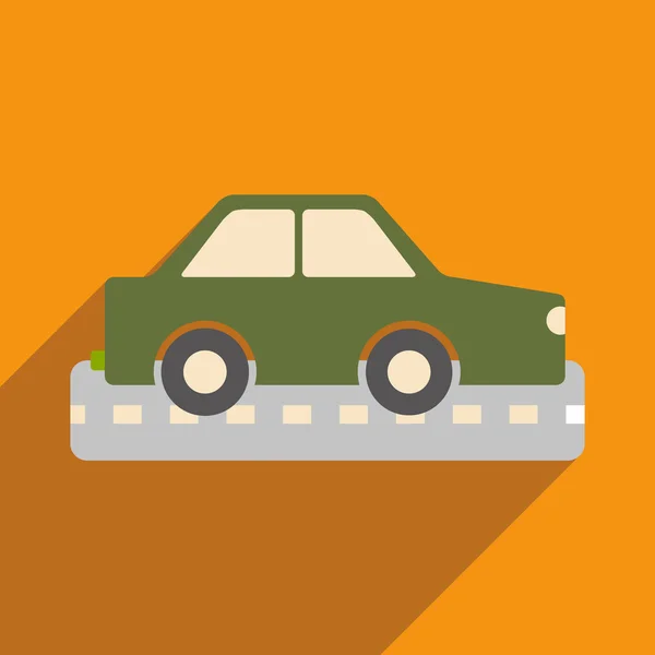 Piso con icono de sombra y coche aplicación móvil — Vector de stock