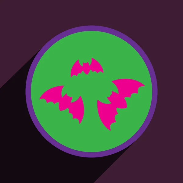 Plano com sombra Ícone morcegos em um fundo colorido — Vetor de Stock