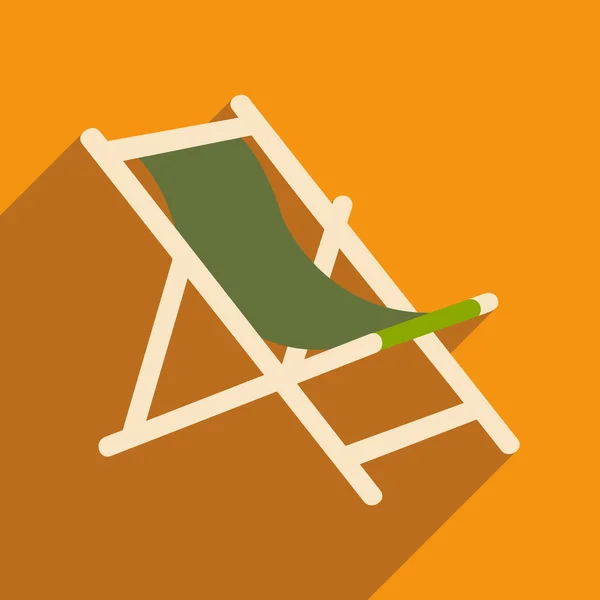 Flat with shadow icon and mobile application deck chair — Stock Vector