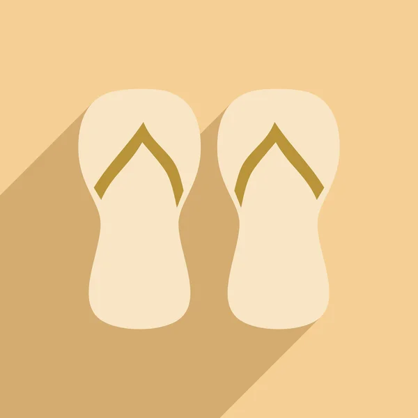 Piso con icono de sombra y aplicación móvil chanclas de playa — Vector de stock