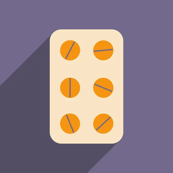 Appartement met schaduw pictogram en mobiele toepassing farmaceutisch product — Stockvector