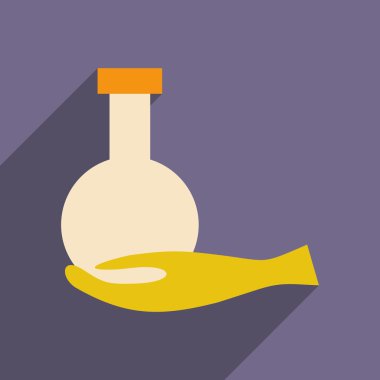 Düz gölge simgesi ve mobil uygulama kimyasallar ile