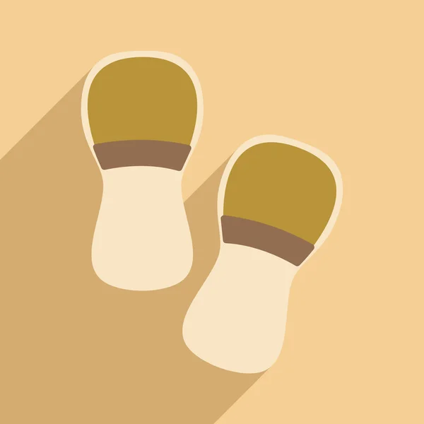 Plano com ícone de sombra e chinelos de aplicativos móveis — Vetor de Stock