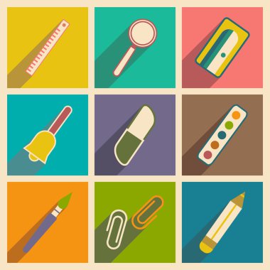 Gölge kavramı ile düz ve mobil uygulama okul malzemeleri