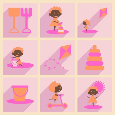 Düz gölge kavramı ve mobil uygulama çocuklar oyuncakları ile