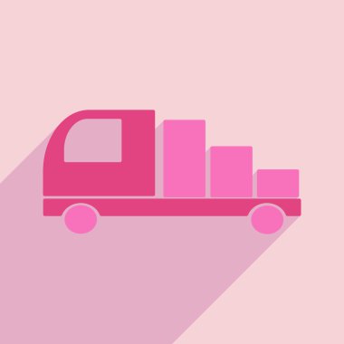 Düz gölge simgesi ve mobil uygulama dağıtım kamyonu ile