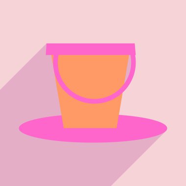 Düz gölge simgesi ve mobil uygulama kova ile