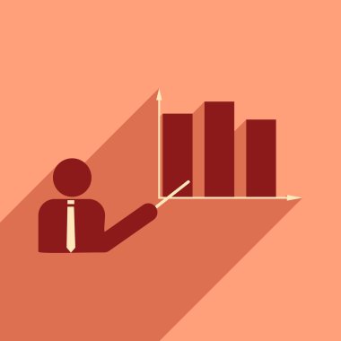 Düz gölge simgesi insani ve ekonomik grafik ile