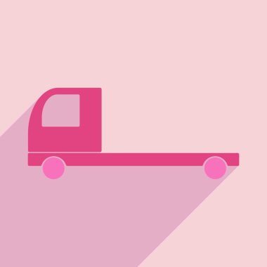 Düz gölge simgesi ve mobil uygulama araba kargo lojistik ile