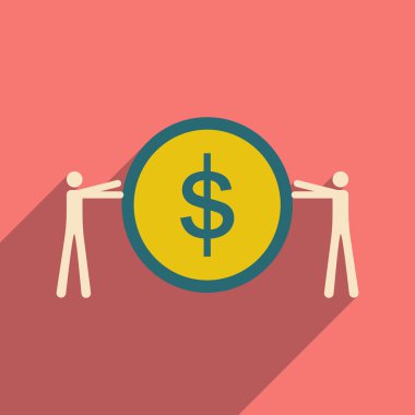 Gölge sikke ve insanlar ile modern düz simgesi