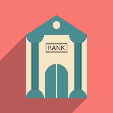 Gölge Banka Binası ile modern düz simgesi