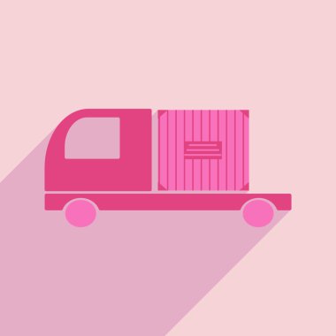 Düz gölge simgesi ve mobil uygulama dağıtım kamyonu ile