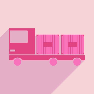 Düz gölge simgesi ve mobil uygulama araba kargo lojistik ile