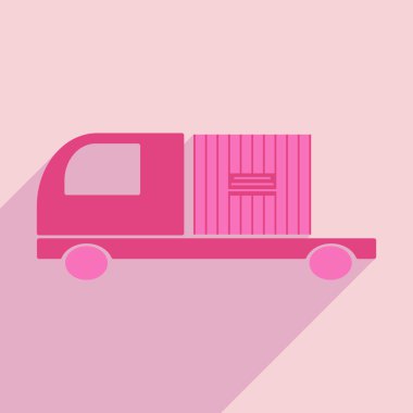 Düz gölge simgesi ve mobil uygulama araba kargo lojistik ile