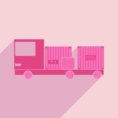 Düz gölge simgesi ve mobil uygulama araba kargo lojistik ile