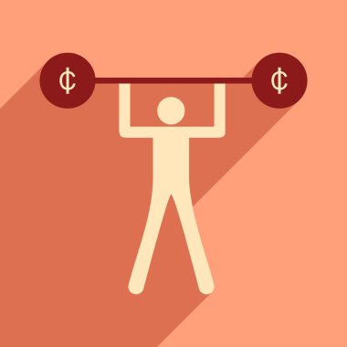 Düz gölge simge adam ve bar ile paralar