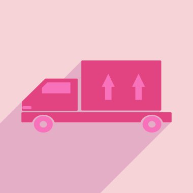 Düz gölge simgesi ve mobil uygulama dağıtım kamyonu ile