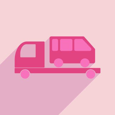 Düz gölge simgesi ve mobil uygulama çekici kamyon araba ile