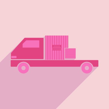 Düz gölge simgesi ve mobil uygulama araba kargo lojistik ile