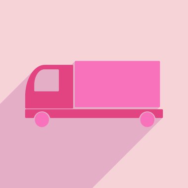 Düz gölge simgesi ve mobil uygulama dağıtım kamyonu ile