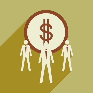Düz tasarım modern vektör çizim simgesi Doları ve çalışanların