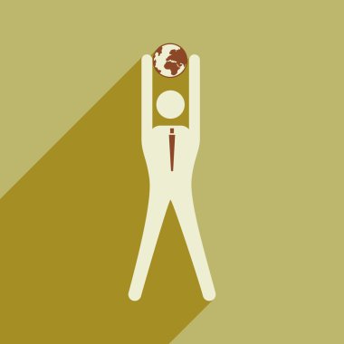 Düz tasarım modern vektör çizim simgesi işadamı ve Küre