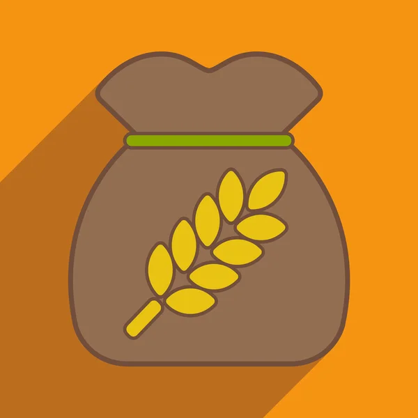 Piso con icono de sombra y bolsa de aplicación móvil trigo — Archivo Imágenes Vectoriales