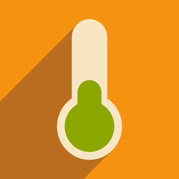 フラット影のアイコンとモバイル アプリケーションの温度計 — ストックベクタ