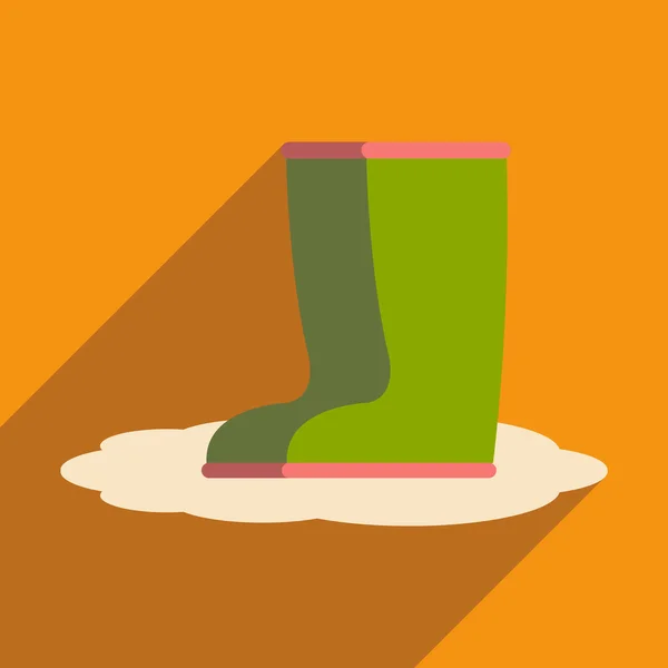 Flat com ícone de sombra e botas de borracha de aplicação móvel — Vetor de Stock