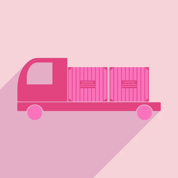 Piso con icono de sombra y aplicación móvil logística de carga de coches — Vector de stock