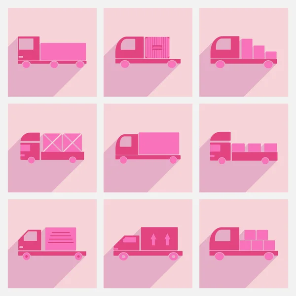 平与影子概念和移动应用程序车送货卡车 — 图库矢量图片