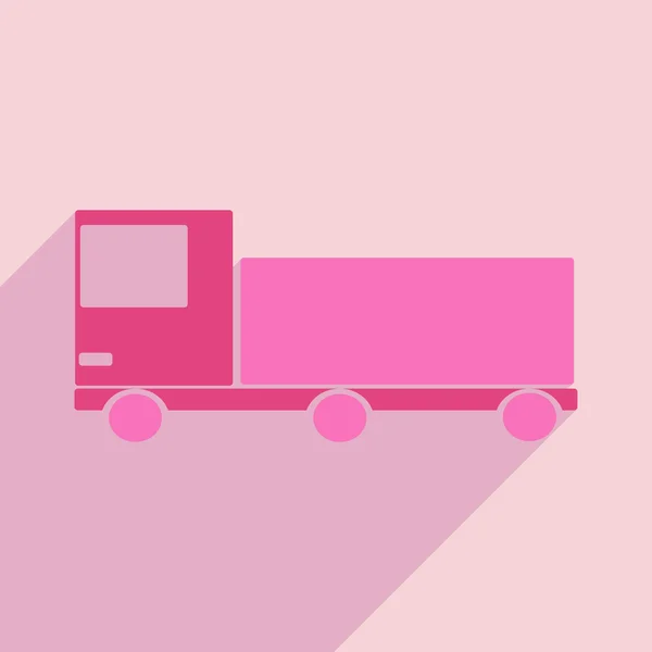 Appartamento con icona ombra e camion di consegna applicazione mobile — Vettoriale Stock