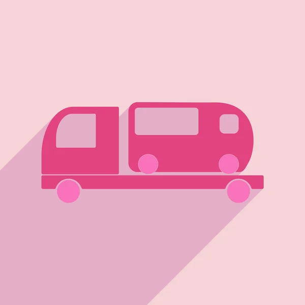 Appartement avec icône de l'ombre et application mobile service de bus de voiture — Image vectorielle