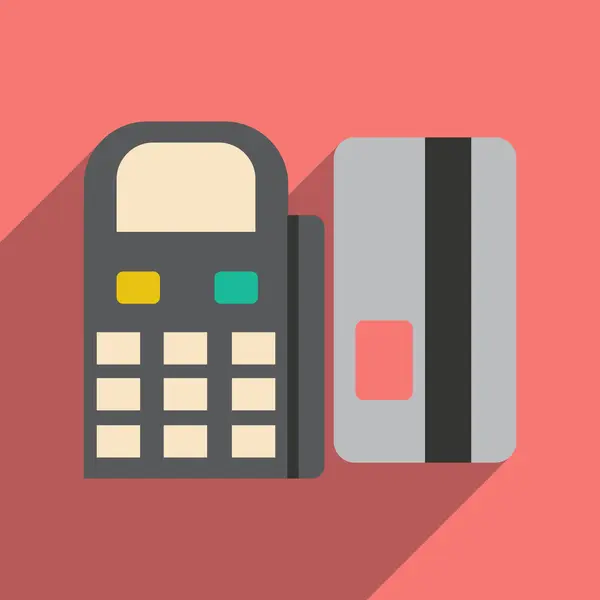 Icône plate moderne avec carte bancaire ombre et le terminal — Image vectorielle