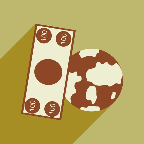 Flat design modern vector illustration icon Globe and money — Stock Vector
