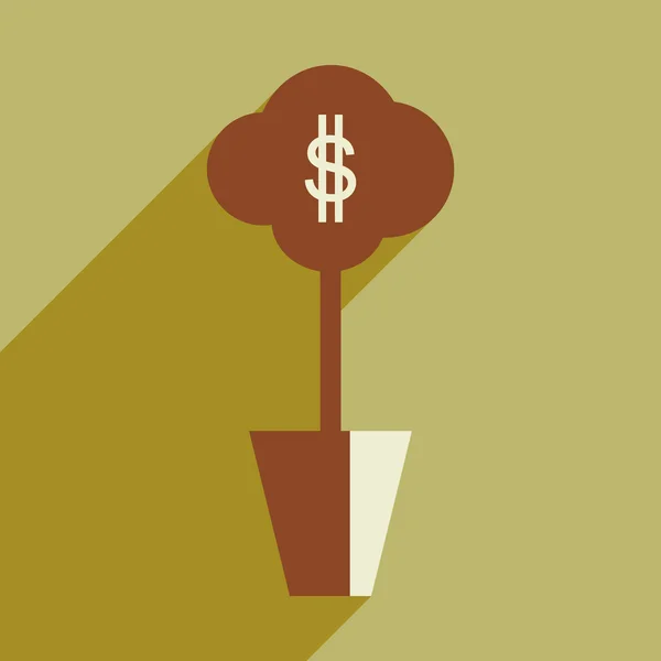Diseño plano vector moderno icono ilustración Árbol de dinero — Vector de stock