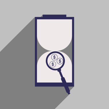 Gölge kum saati ve para ile modern düz simgesi